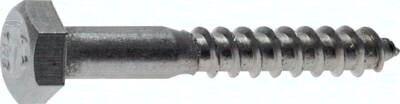 Sruba do drewna z lbem szesciokatnym DIN 571, 12x80, Stal szlachetna A2