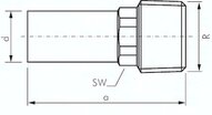 Redukcja zaciskowa R3/4-18 gw. zew. stal nierdzewna