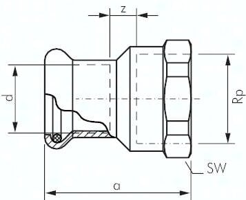 Przejście mufowe zaciskowe Rp 3/4-15 gw. wew.