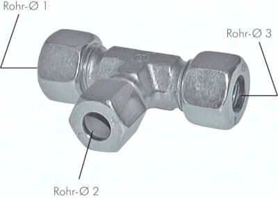 Trójnik hydrauliczny redukcyjny 12L-10L-12L