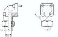 Kątowe złącze kołnierzowe hydrauliczne kwadratowe LK 40 15 L