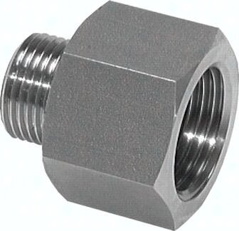 Złączka redukcyjna, G3/8(GZ)-G1/2(GW), 40 bar, stal nierdzewna