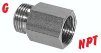 Złączka redukcyjna, G3/8(GZ)-NPT 3/8"(GW), 40 bar, stal nierdzewna