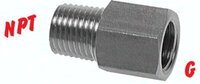 Złączka redukcyjna, NPT 3/8"(GZ)-G3/8(GW), 40 bar, stal nierdzewna