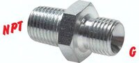 Nypel gwintowany, wys. cis. G3/8-NPT 3/8", stal ocynkowana