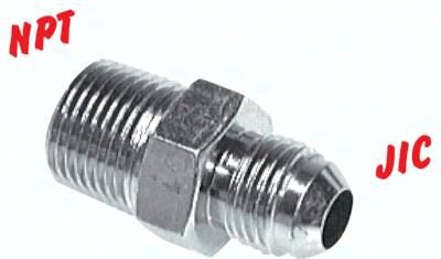 Nypel gwintowany, NPT 1/2"-UNF 9/16"-18(JIC), stal nierdzewna