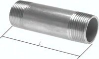 Nypel gwintowany, rurowy, R3/8-60mm, 20 bar, stal nierdzewna