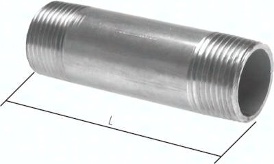 Nypel gwintowany, rurowy, R 3"-100mm, 20 bar, stal nierdzewna