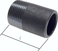 Nypel gwintowany, do wspawania, R 1 1/2"-120mm-48,3 (1 1/2"), 50 bar, St37, stal