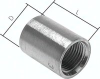 Mufa gwintowana do wspawania, Rp 1 1/2"-22,0mm, stal nierdzewna polowa (DIN2986)