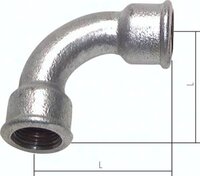 Kolano 90°, łukowe, Rp 1/2" (GW), krótki typ 2a/D1, żeliwo cynkowane