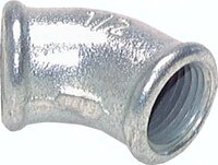 Kolano gwintowane 45°, Rp 1 1/4"(GW), 25 bar, żeliwo cynkowane
