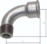 Kolano 90°, łukowe, Rp 3"(GW)-R 3"(GZ), żeliwo cynkowane