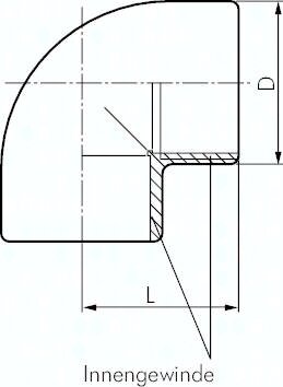 Kolano gwintowane 90°, Rp 3/4"(GW), PCW-U