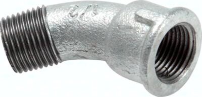Kolano gwintowane 45°, Rp 3"(GW)-R 3"(GZ), żeliwo cynkowane