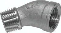 Kolano gwintowane 45°, Rp 1/2"(GW)-R1/2(GZ), 16 bar, stal nierdzewna