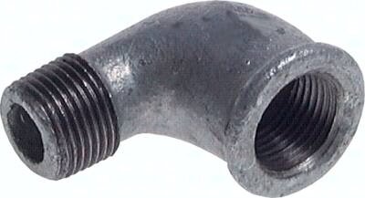 Kolano gwintowane 90°, Rp 1"(GW)-R 1"(GZ), 25 bar, żeliwo