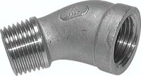 Kolano gwintowane 45°, Rp 3/8"(GW)-R3/8(GZ), 16 bar, stal nierdzewna