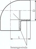 Kolano gwintowane 90°, Rp 3/8"(GW), PCW-U