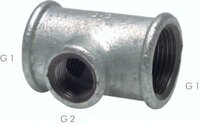 Trójnik Rp 2 1/2"-Rp 3/4"-Rp 2 1/2"(GW), 25 bar, żeliwo cynkowane