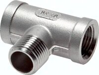 Trójnik gwintowany, Rp 1/4"(GW)-R1/4(GZ), 16 bar, stal nierdzewna