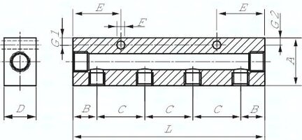 Listwa rozdzielająca, 2xG3/8-6xG1/8, aluminium anodowane