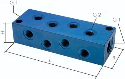 Listwa rozdzielająca, 2xG3/4-8xG1/2, aluminium