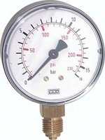 Manometr pionowy (stal/mos.), D63, 0 - 10 bar, G1/4