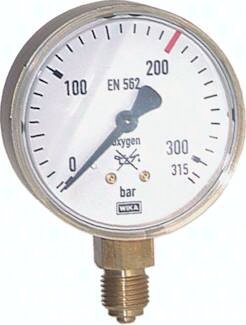 Manometr spawalniczy D63, 0 - 400 bar, do tlenu (bez oleju i smaru)