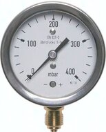 Manometr pionowy, D160, -250 do 0 mbar, G1/2