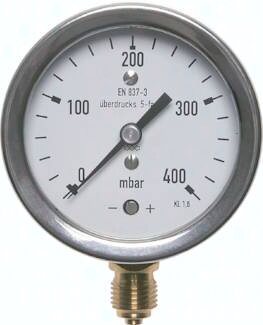 Manometr pionowy, D160, -160 do 0 mbar, G1/2