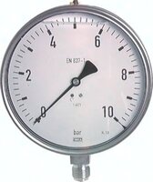 Manometr nierdzewny, glicerynowy pionowy, D160, -1 do 0,6 bar