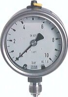 Manometr nierdzewny, glicerynowy pionowy D63, 0 - 10 bar