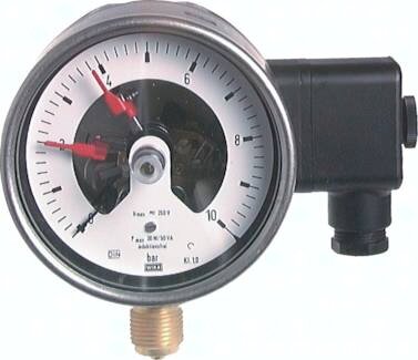 Manometr kontaktowy pionowy (CrNi/mos.) D160, -1 do 1,5 bar
