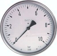 Manometr poziomy (CrNi/mos.), D160, 0 - 10 bar
