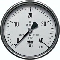 Manometr poziomy D100, -600 do 0 mbar, G1/2