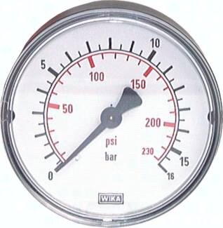 Manometr poziomy (miedz/mos.), D63, 0 - 315 bar, G1/4