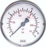 Manometr poziomy (stal/mos.), D63, 0-1 bar, G1/4