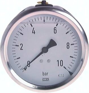 Manometr glicerynowy poziomy (CrNi/mos.) D100, 0 - 400 bar