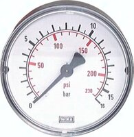 Manometr poziomy (stal/mos.), D63, 0 - 25 bar, G1/4