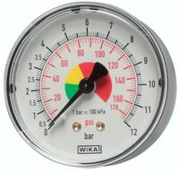 Manometr do pistoletu do pompowania kół D63, 0 - 12 bar, R 1/4"