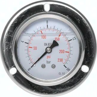 Manometr tablicowy glicerynowy z kołnierzem D100, -1 do 1,5 bar