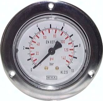 Manometr tablicowy z kołnierzem (CrNi/mos) D63, 0 - 25 bar