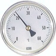 Termometr bimetaliczny poziomy, D63, 0-120°C, 160mm