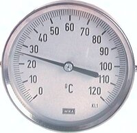 Termometr bimetaliczny poziomy, D80, 0-120°C, 160mm