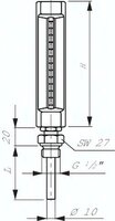 Termometr maszynowy (150mm) pionowy, 0-160°C, 250mm