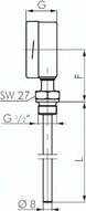 Termometr bimetaliczny, pionowy D100, 0-80°C, 100mm