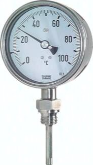 Termometr bimetaliczny, pionowy D100, 0-500°C, 63mm