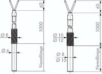 Termometr oporowy wtykany, 150mm, rurka zabezpieczająca 8 mm