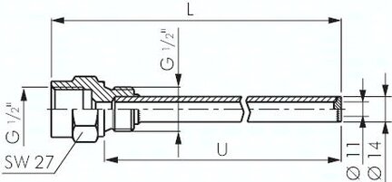 Osłona termometryczna do termometru maszynowego 160mm, 35 bar, stal nierdzewna
